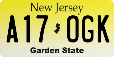 NJ license plate A17OGK