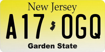 NJ license plate A17OGQ