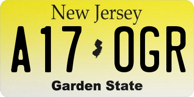 NJ license plate A17OGR