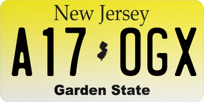 NJ license plate A17OGX