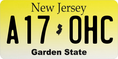 NJ license plate A17OHC