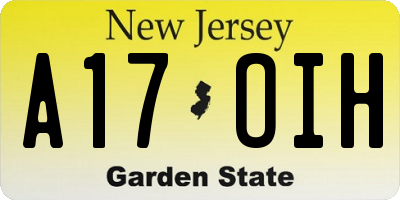 NJ license plate A17OIH