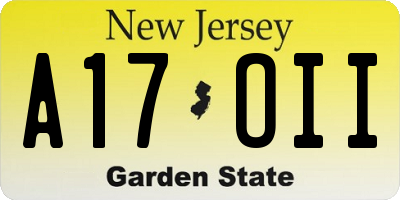 NJ license plate A17OII
