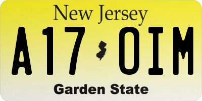 NJ license plate A17OIM