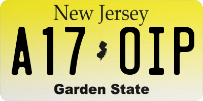 NJ license plate A17OIP