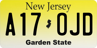 NJ license plate A17OJD
