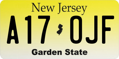 NJ license plate A17OJF