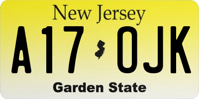 NJ license plate A17OJK