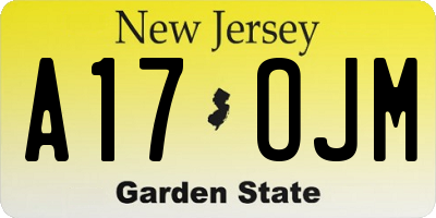 NJ license plate A17OJM