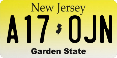 NJ license plate A17OJN