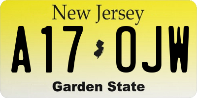 NJ license plate A17OJW