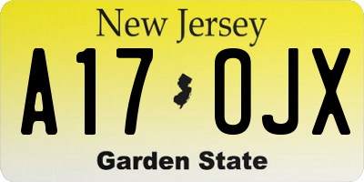 NJ license plate A17OJX