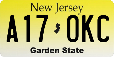 NJ license plate A17OKC