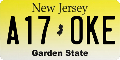 NJ license plate A17OKE