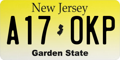 NJ license plate A17OKP