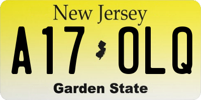NJ license plate A17OLQ