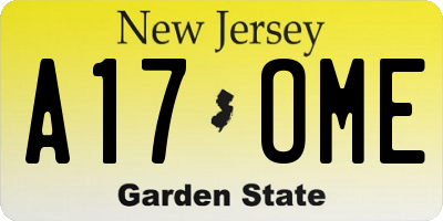 NJ license plate A17OME