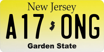 NJ license plate A17ONG
