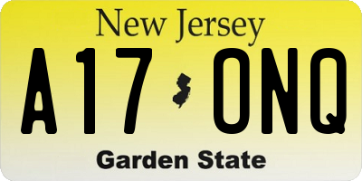 NJ license plate A17ONQ