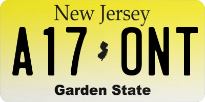 NJ license plate A17ONT