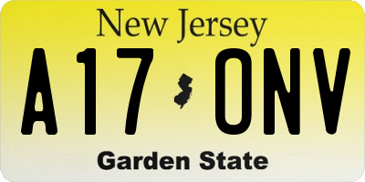 NJ license plate A17ONV
