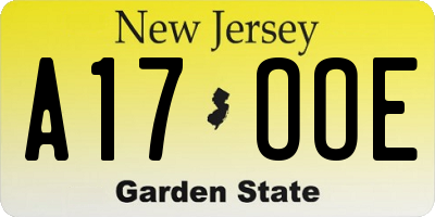 NJ license plate A17OOE