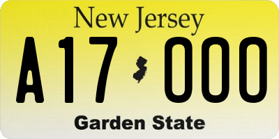 NJ license plate A17OOO