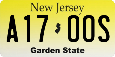 NJ license plate A17OOS