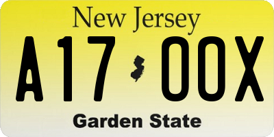 NJ license plate A17OOX