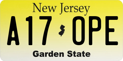 NJ license plate A17OPE