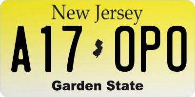 NJ license plate A17OPO