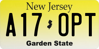 NJ license plate A17OPT