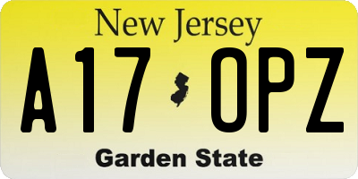 NJ license plate A17OPZ