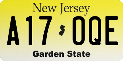 NJ license plate A17OQE