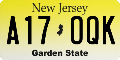 NJ license plate A17OQK