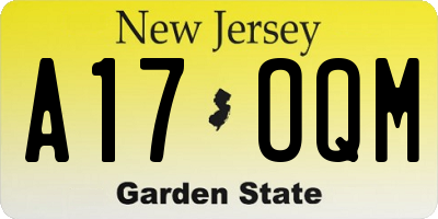 NJ license plate A17OQM