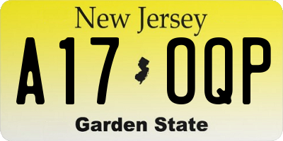 NJ license plate A17OQP