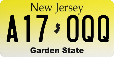 NJ license plate A17OQQ