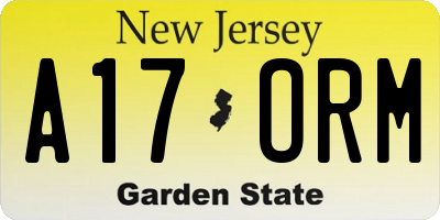 NJ license plate A17ORM