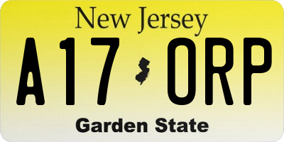 NJ license plate A17ORP