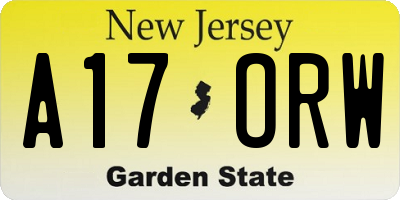 NJ license plate A17ORW