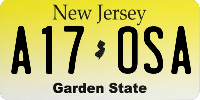 NJ license plate A17OSA