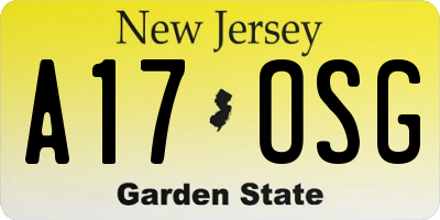 NJ license plate A17OSG