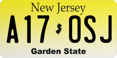 NJ license plate A17OSJ