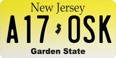 NJ license plate A17OSK