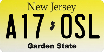NJ license plate A17OSL