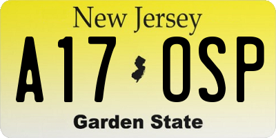 NJ license plate A17OSP
