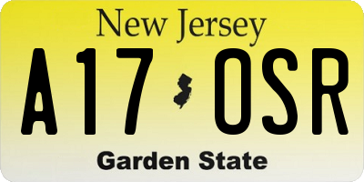 NJ license plate A17OSR
