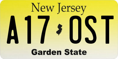 NJ license plate A17OST