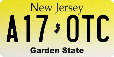 NJ license plate A17OTC